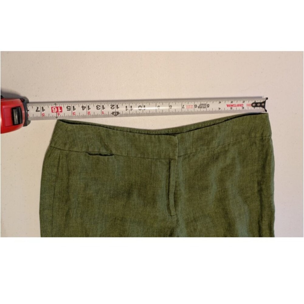 Eileen Fisher Green Linen Cropped Pants Medium - Picture 5 of 9